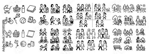 Diverse community activities and landscapes illustration