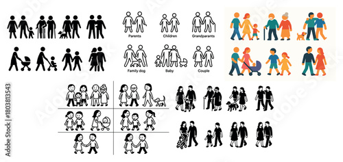 Diverse family figures illustrations