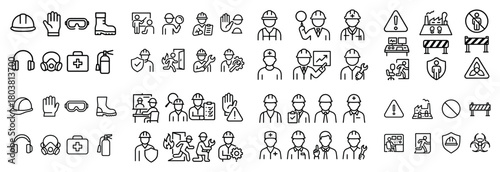 Construction safety icons and symbols collection