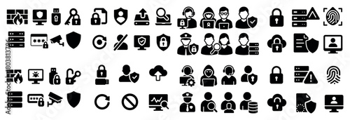 Cybersecurity icons collection for data protection