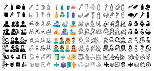 Diverse healthcare icons and medical symbols collection