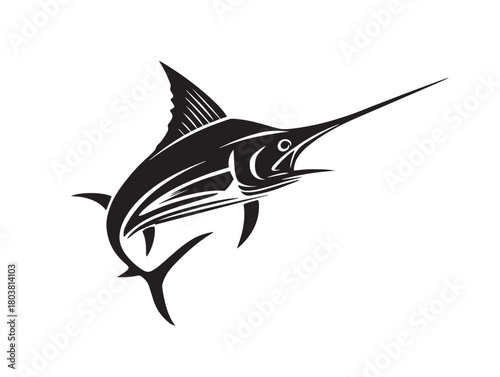 Swordfish icon vector illustration solid black on a pure white background