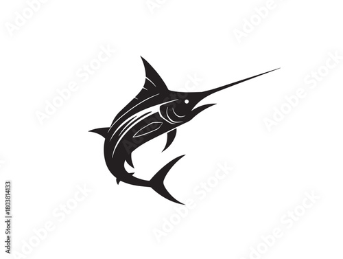 Swordfish icon vector illustration solid black on a clean white background