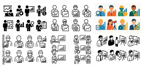 Business and analysis icons set