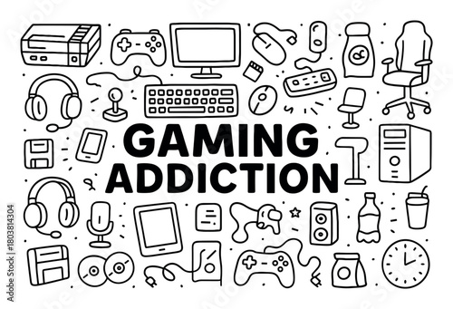 Gaming Addiction Icons