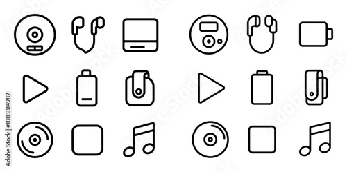 Minimalist CD Player Icons