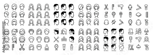 Diverse hairstyle icons collection