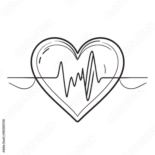Heart Graphic with Irregular Pulse on White Background Medical Theme Symbol
