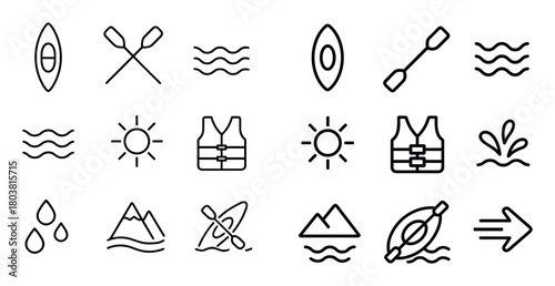 Minimalist Kayaking Icons