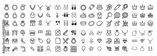 Jewelry icons collection: rings and earrings