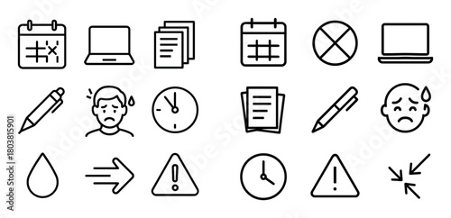 Minimalist Work Stress Icons