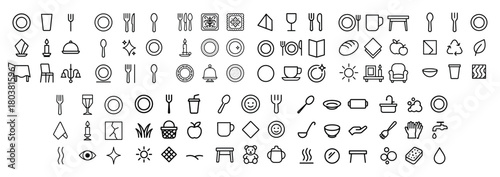 Simple line icons: home and dining