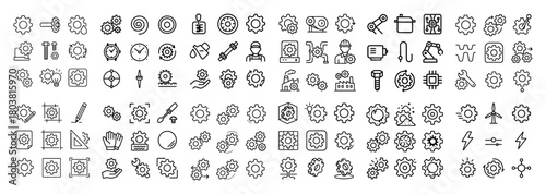 Mechanical gear icons collection set