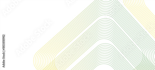 Abstract Geometric Line Background with Curved Stripes in Yellow and Green