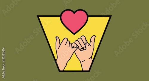 Pinky promise conveys trust and connection in a modern graphic style