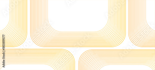 Abstract Geometric Line Background with Curved Stripes in Yellow and Green