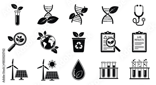 Sustainable science icons for eco friendly business presentation slides