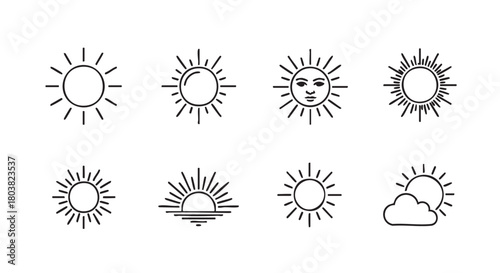 Set of hand drawn sun icons design vector illustration graphic design
