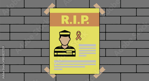 Rest in peace prisoner cancer awareness on brick wall memorial poster