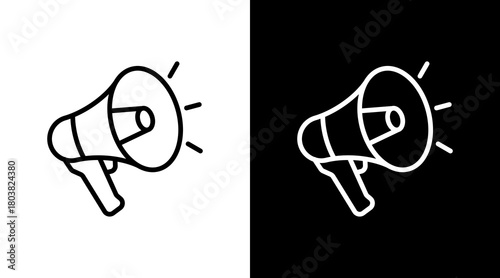 Megaphone With Icon Set Design