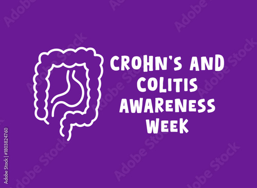 Crohn’s and Colitis Awareness Week. December. Purple background.