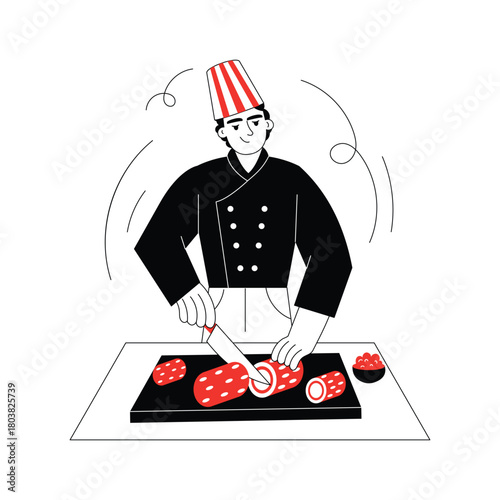 Meat Cutting Flat Illustration EPS 10 File 