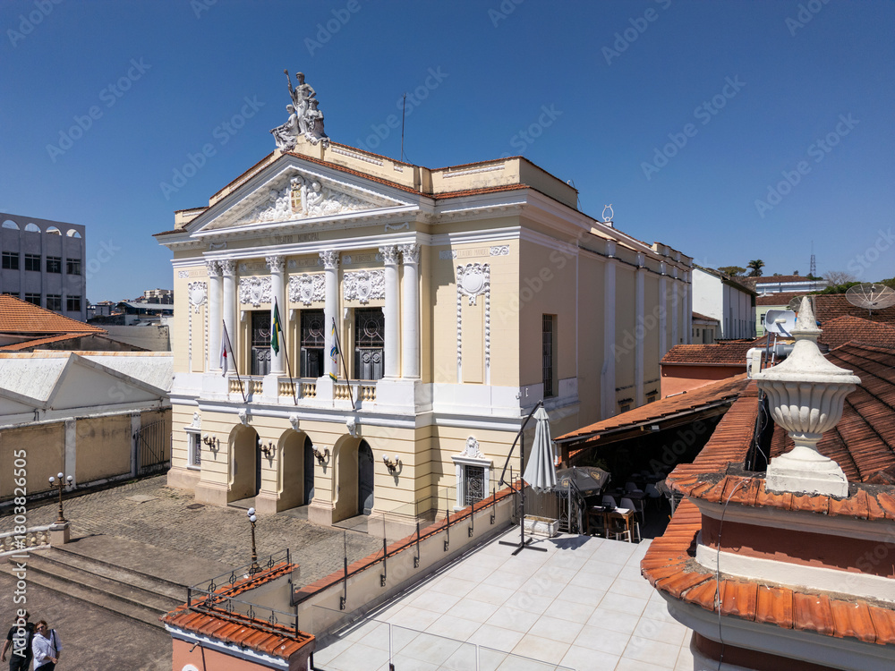 Fototapeta premium Beautiful aerial view to historical colonial town theater building