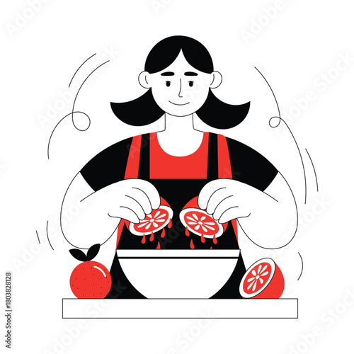 Preparing Citrus drink Flat Illustration EPS 10 File 