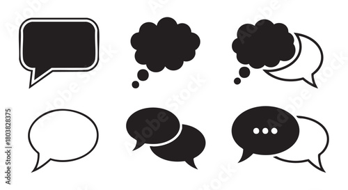 Speech bubble illustrations depicting communication and dialogue vector graphic resource