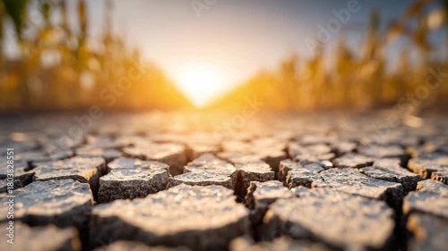 Global Warming: A stark view of cracked earth under a blazing sun, a potent symbol of global warming, climate change, and the urgent need for environmental conservation.