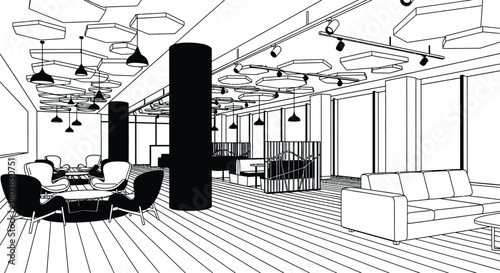 Modern office lounge area ready for collaboration and team discussions