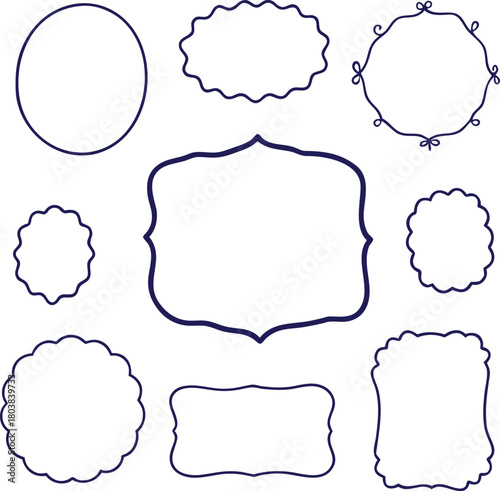 Hand drawn vector set of vintage frames, labels, borders, tags, and decorative doodle design illustrations for scrapbook paper elements