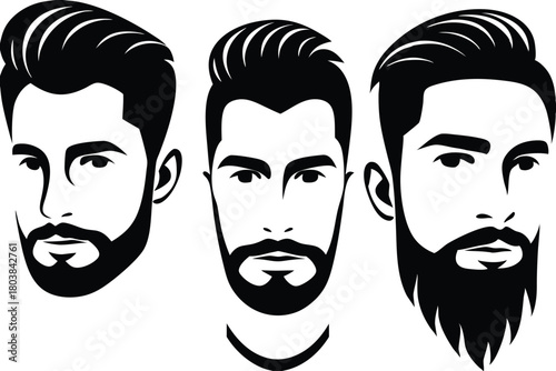 Three men with diverse beards and hairstyles are featured in a portrait