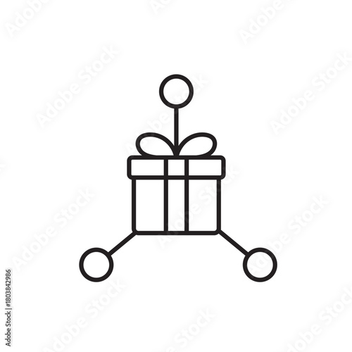 A vector icon representing personalized festive gift powered by data or AI, created in line style with editable stroke