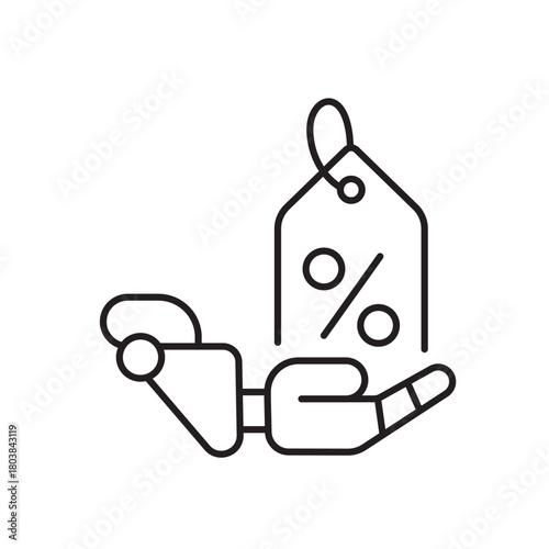 A vector icon representing an automated discount system using AI for holiday sales, created in line style with editable stroke