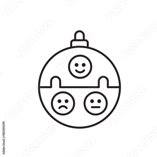A vector icon representing festive sentiment analysis using emotional icons, created in line style with editable stroke