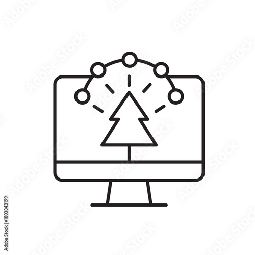 A vector icon representing holiday content generation with AI, created in line style with editable stroke