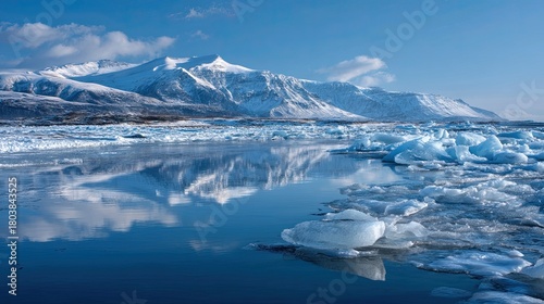Wallpaper Mural Crystal Icebergs on Icelandic Coastal Landscape, Wide Angle Torontodigital.ca