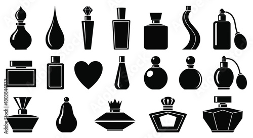 Collection of elegant perfume bottles for luxury beauty branding