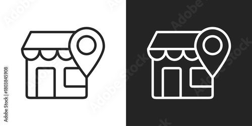 Market Icon In Black And White Line Style