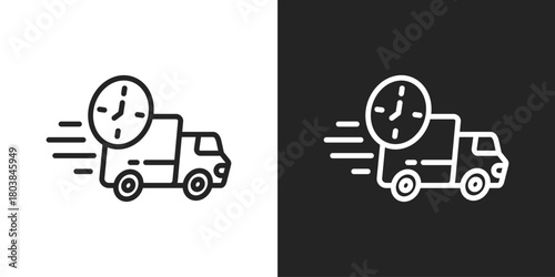 Fast Delivery Icon In Black And White Line Style