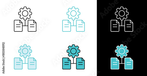 File configuration process icon for data management and automation in line and fill style