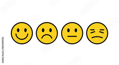 Visualizing Emotions From Happy To Sad Smiley Faces On White