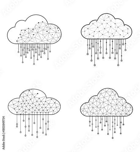 Digital Cloud Storage Circuit Lines Vector