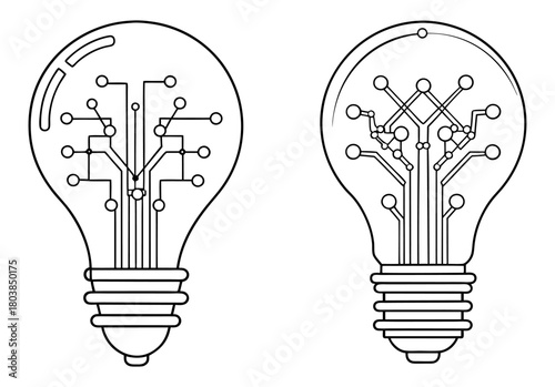 Tech Lightbulb with Circuit Lines