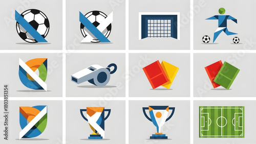Soccer Tournament Icons Football Championship and Match Symbols