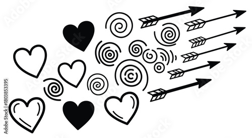 Dynamic hearts and arrows collection for Valentine's Day and love themes