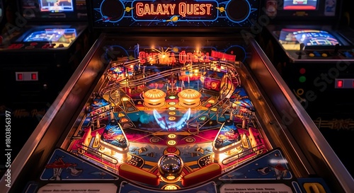 Vintage Galaxy Quest Pinball Machine Illuminated