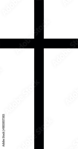 Simple black christian cross isolated on a clean white background