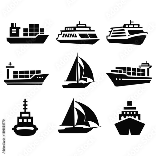 Collection of nautical vessel silhouettes